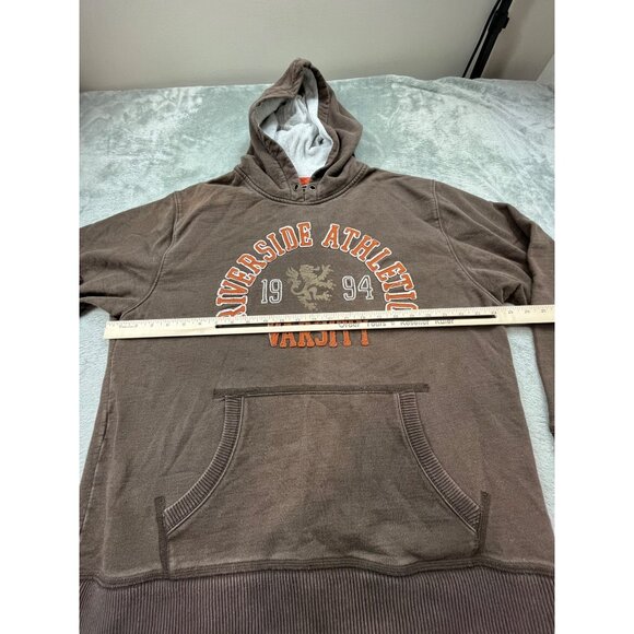 Old Navy Surplus Riverside Mens XL Brown Athletic Varsity Hoodie Thrashed Preppy - Picture 4 of 10